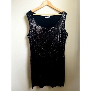 ❤ Black sequin shift dress